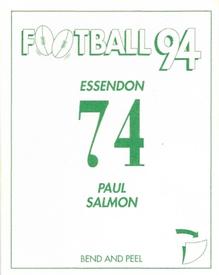 1994 Select AFL Stickers #74 Paul Salmon Back